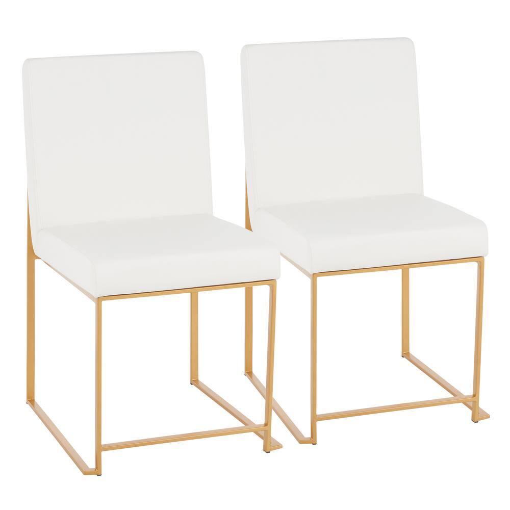 Lumisource Fuji White Faux Leather Gold in High Back Dining Chair (Set of 2) DC-HBFUJI AUW2