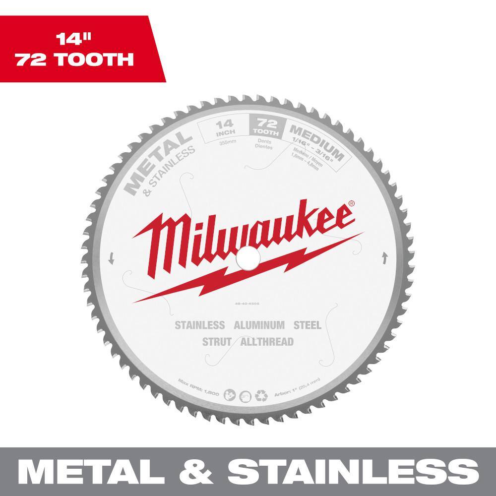 MW 14 in. x 72 Carbide Teeth Metal  Stainless Cutting Circular Saw Blade 48-40-4505