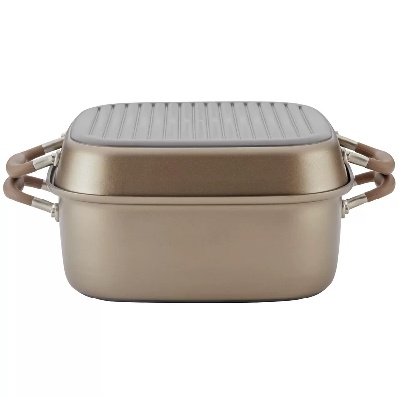 Anolon 83869 Advanced Hard Anodized Nonstick Grill Pan / Griddle and Roaster - 11 Inch， Brown