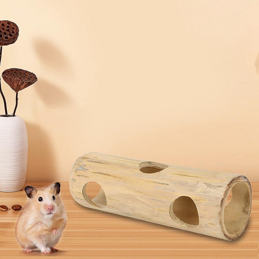 Pet Hamster Bamboo Tunnel Tube Shape Toy For Playing Tooth Grinding(l)