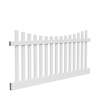 Barrette Outdoor Living Kettle Scallop 4 ft. H x 8 ft. W White Vinyl Un-Assembled Fence Panel 73011945