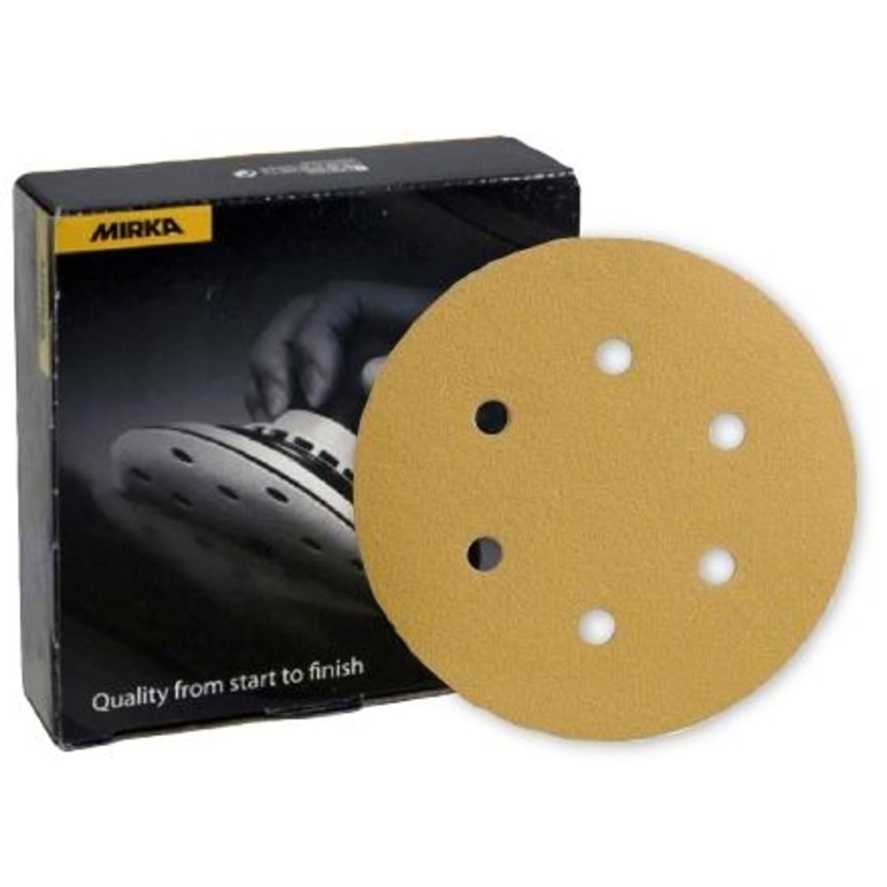 6 Gold 6-Hole 120 Grit Dustless Hook and Loop Sanding Vacuum Disc P120， Pack of 50