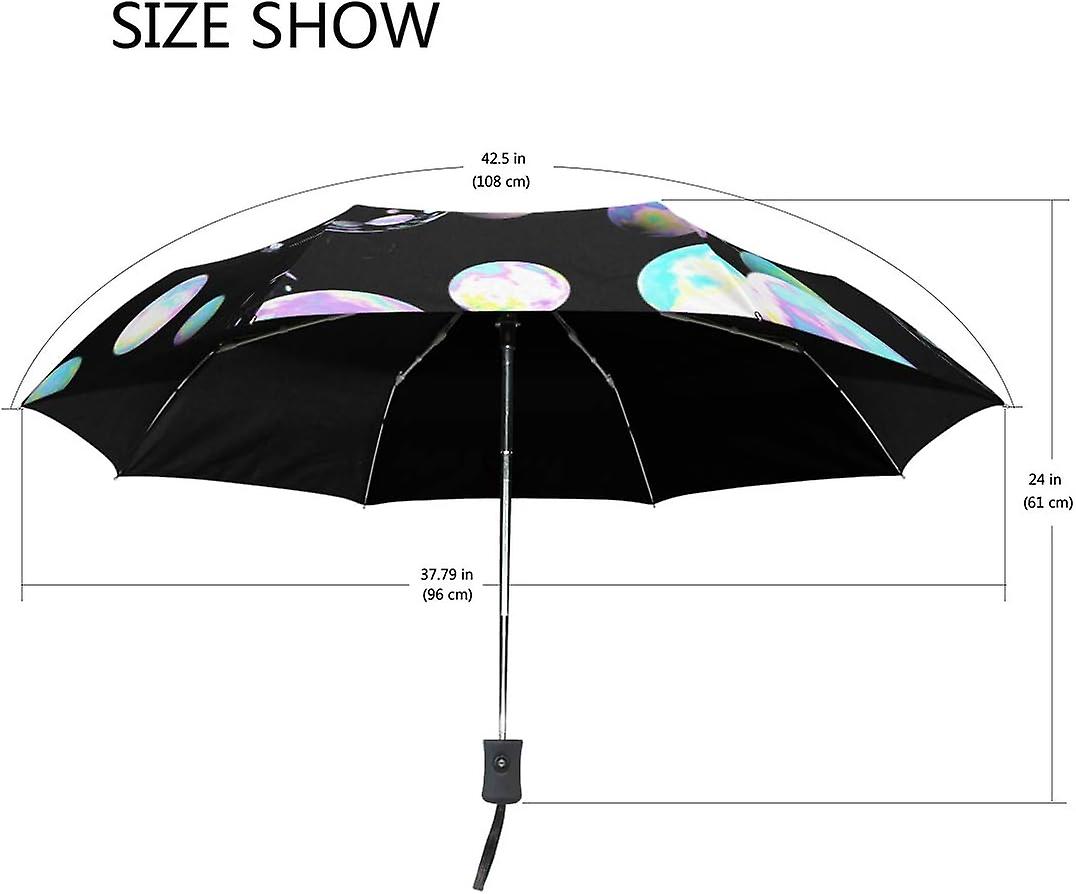 Travel Umbrella Automatic Windproof Foldable Umbrella Bubbles On Black