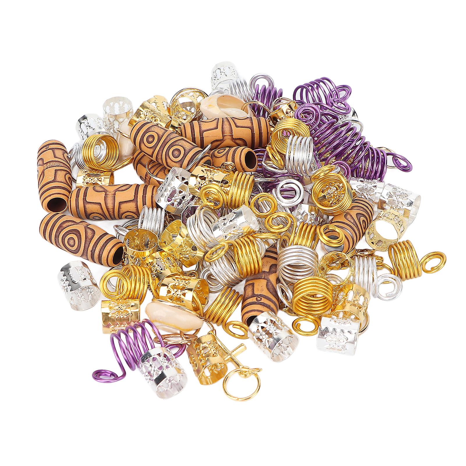 120pcs Dreadlock Beads Metal Beard Tube Cuffs Rings Clips Beard Decoration For Braids Pendants Accessories