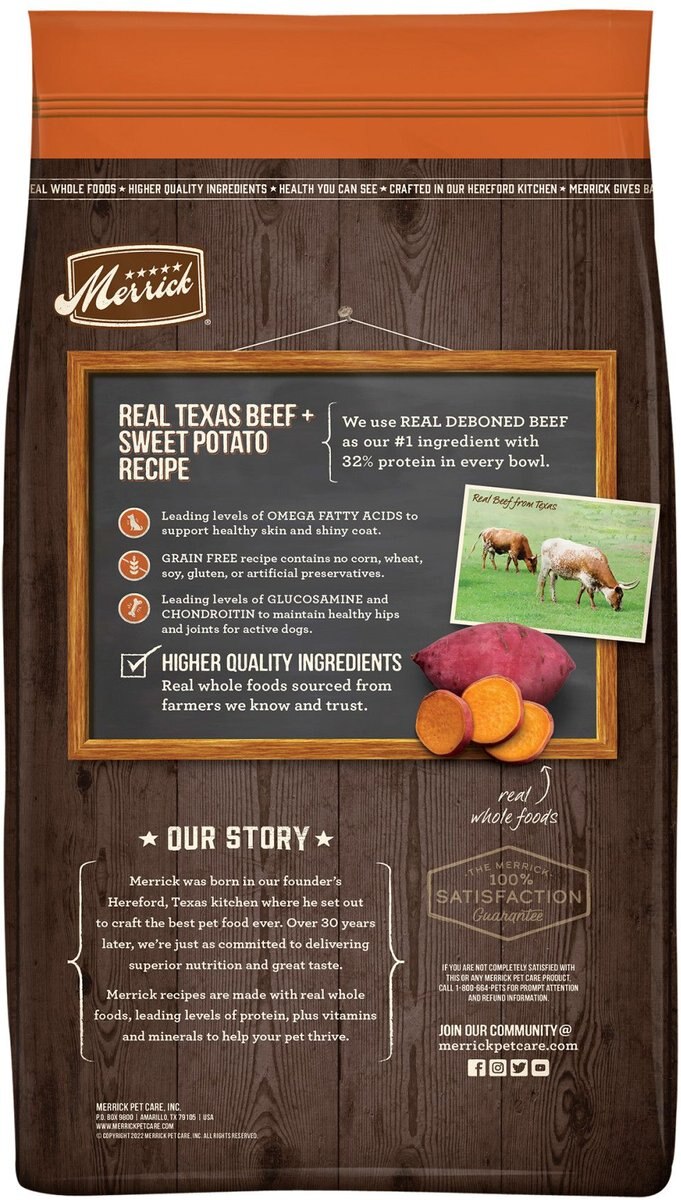 Merrick Real Texas Beef + Sweet Potato Recipe Grain-Free Chicken-Free Adult Dry Dog Food