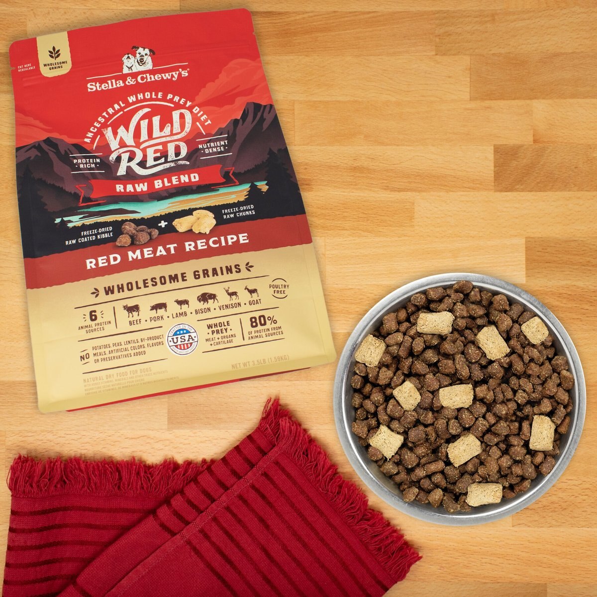 Stella and Chewy's Wild Red Raw Blend Kibble Wholesome Grains Red Meat Recipe Dry Dog Food