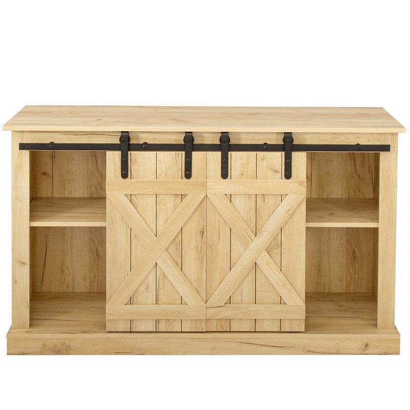 FC Design Farmhouse Sliding Barn Door TV Stand