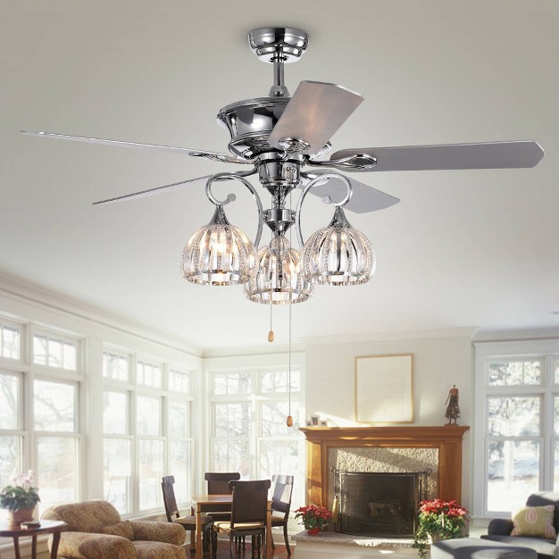 X 52 quot X 26 quot 3 light Mavyn Chrome Ceiling Fan Gray Warehouse Of 