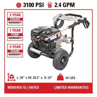 SIMPSON MegaShot 3100 PSI 2.4 GPM Gas Cold Water Pressure Washer with KOHLER RH265 Engine MS60763-S