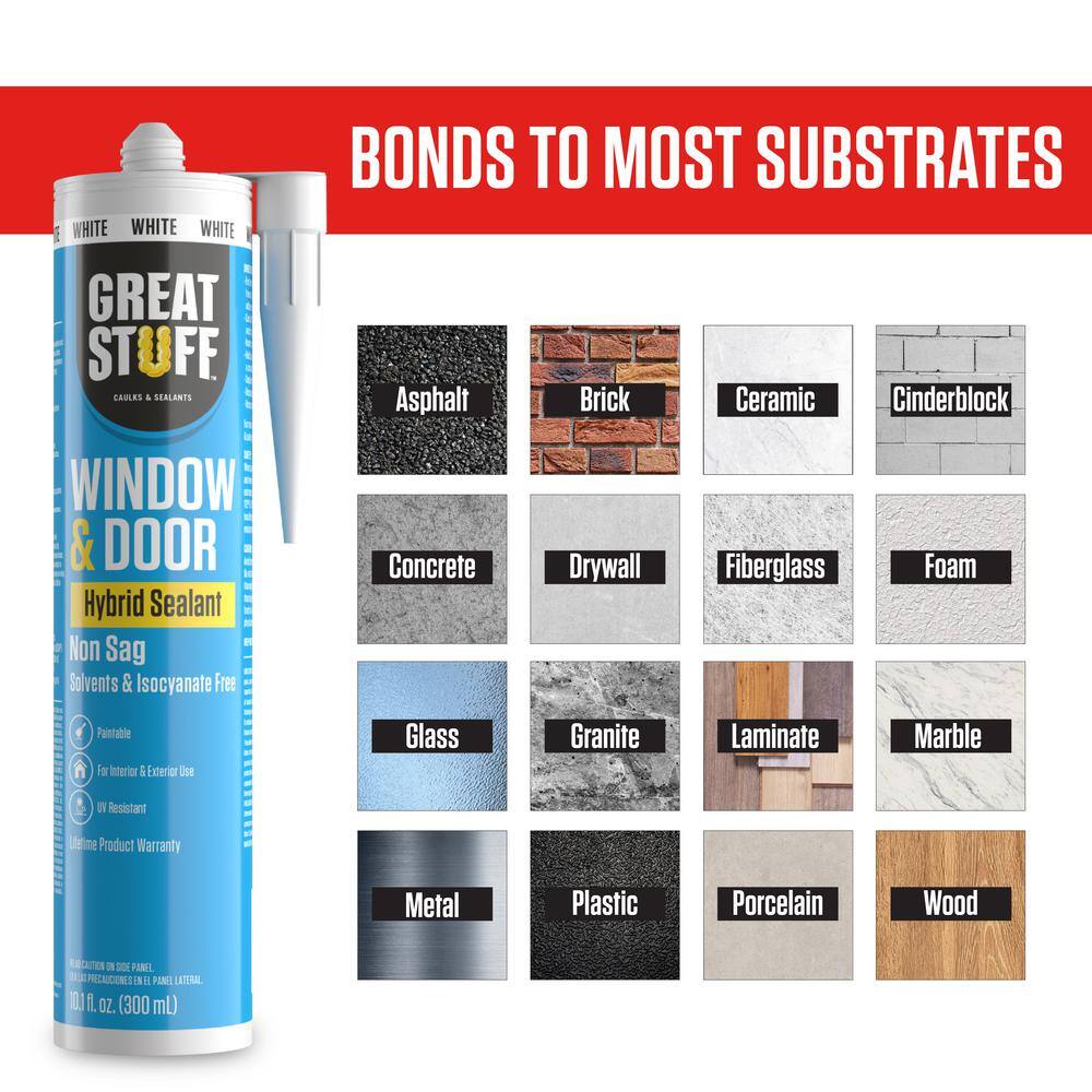 GREAT STUFF 10.1 fl. oz. Gray Window and Door Hybrid Polymer Sealant (2-Pack) 99DOOR3033X02