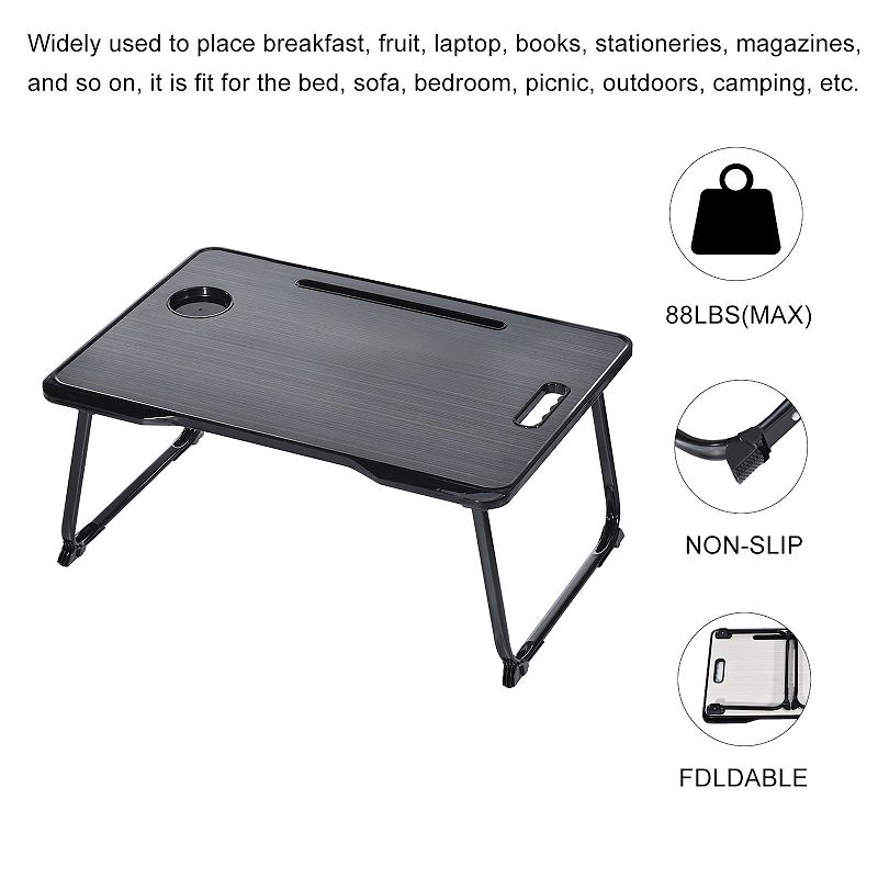 Foldable Laptop Bed Desk with Tablet Slot Cup Holder for Bed Sofa Floor