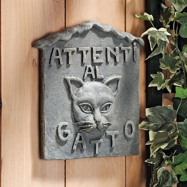 Design Toscano Beware Of Cat Italian Wall Sculpture Gray