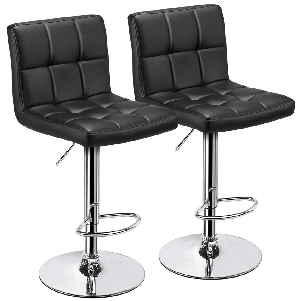 Yaheetech 2pcs Adjustable Modern Faux Leather Swivel Bar Chairs