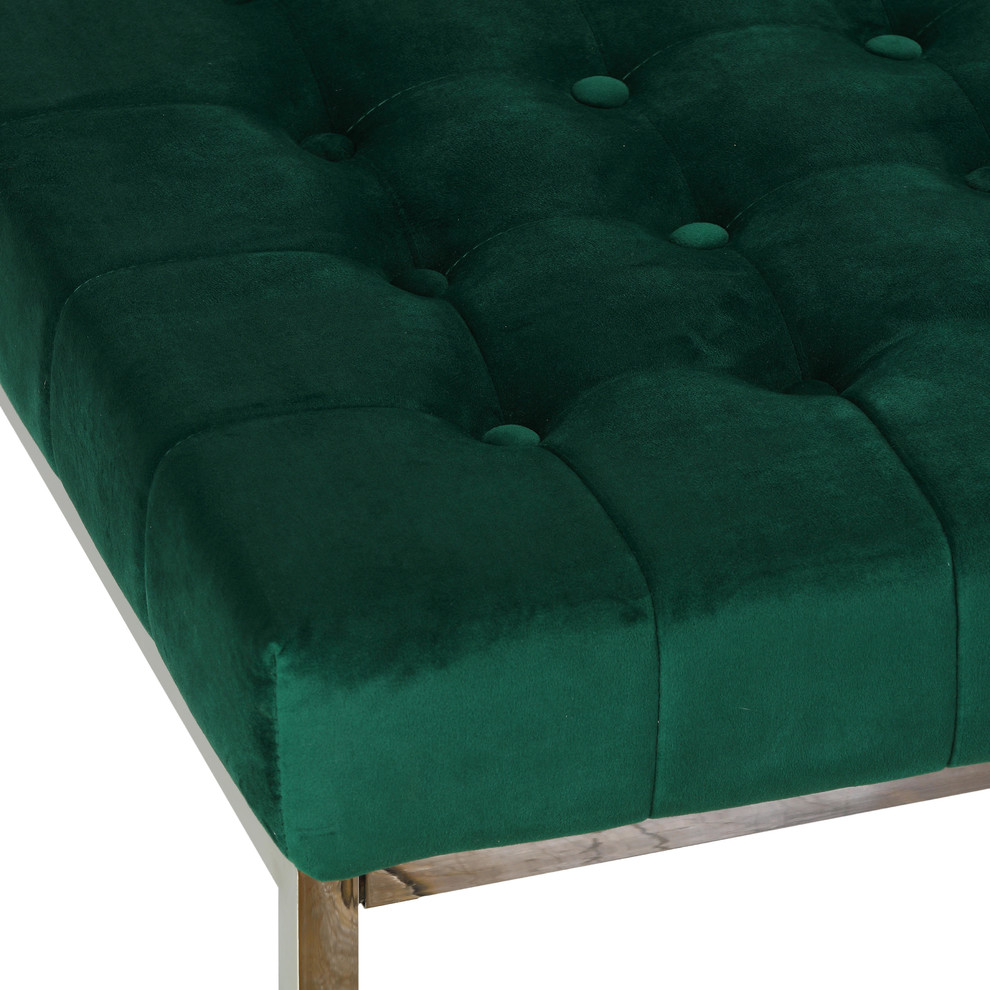 Cortesi Home Caroline Tufted Velvet Ottoman  Emerald Green   Contemporary   Footstools And Ottomans   by CozyStreet  Houzz