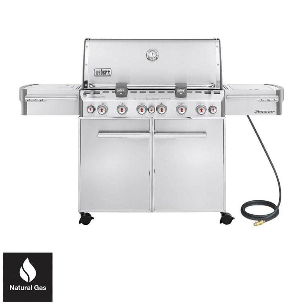 Weber Summit S-670 6-Burner Natural Gas Grill in Stainless Steel with Built-In Thermometer and Rotisserie 7470001