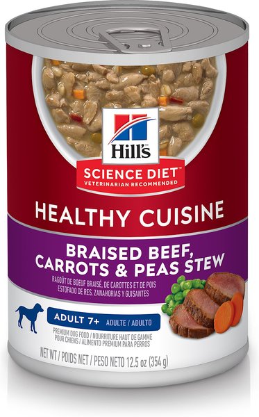 Hill's Science Diet Adult 7+ Healthy Cuisine Braised Beef， Carrots and Peas Stew Canned Dog Food