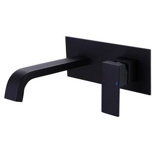 Boyel Living Single-Handle Wall Mount Bathroom Faucet for Vessel Sink with Deck plate in Matte Black BLWF0197-1MB