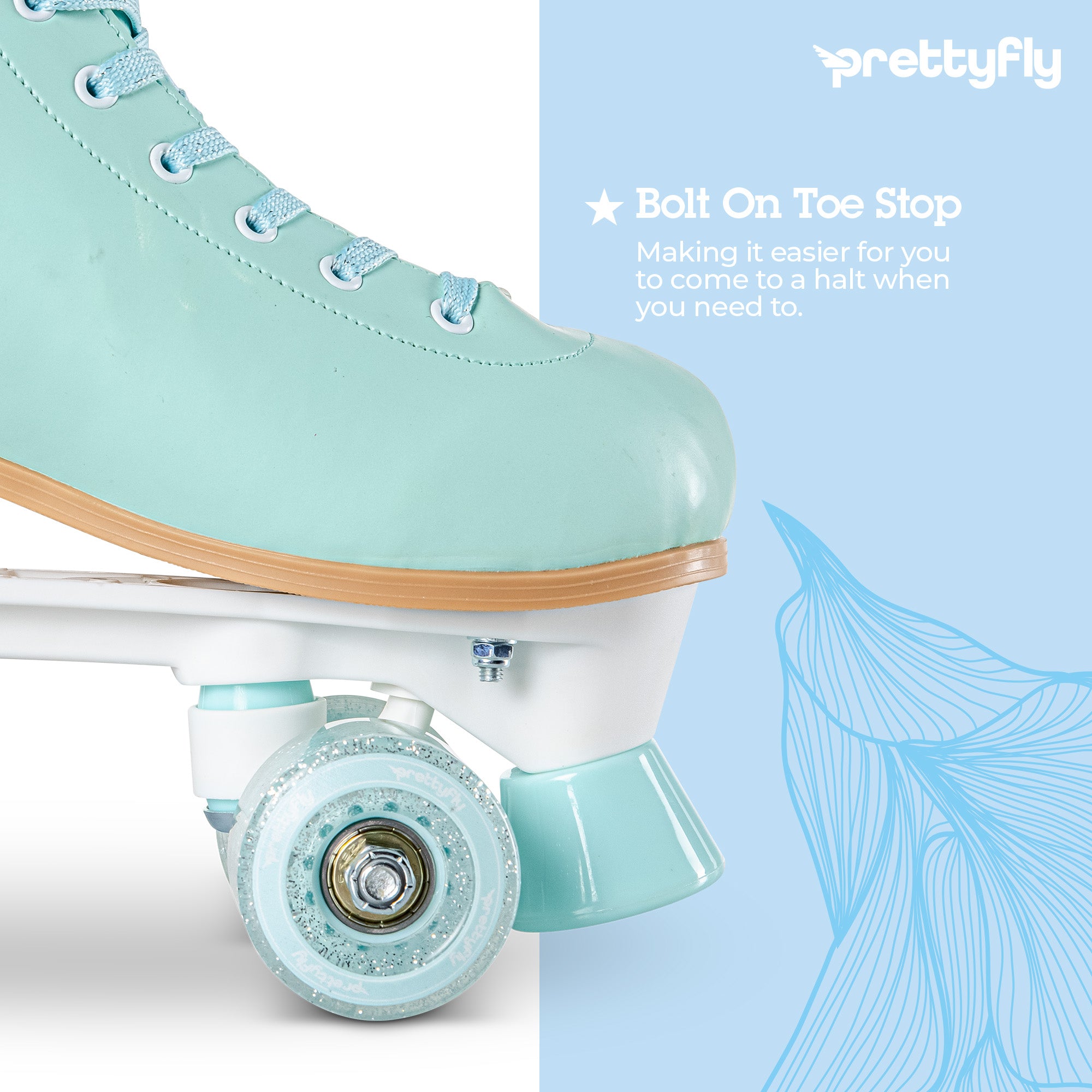 Prettyfly Retro Quad Adult Skates - Pastel Blue (Size 8)， One Pair， Women Skates