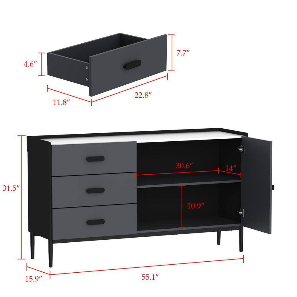 FUFUGAGA 55.1 in W. x 15.9 in D. x 31.5 in H. Gray Wooden Cabinet Upper Cabinet for Bath Room with 3 Drawers and 2 Doors LBB-KF020255-01-c4