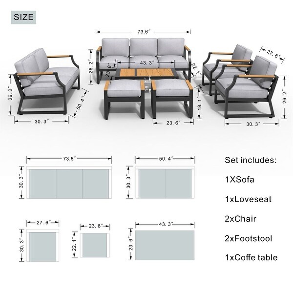 Moda 7piece Outdoor Steel Sofa Set with Ice Bucket Table