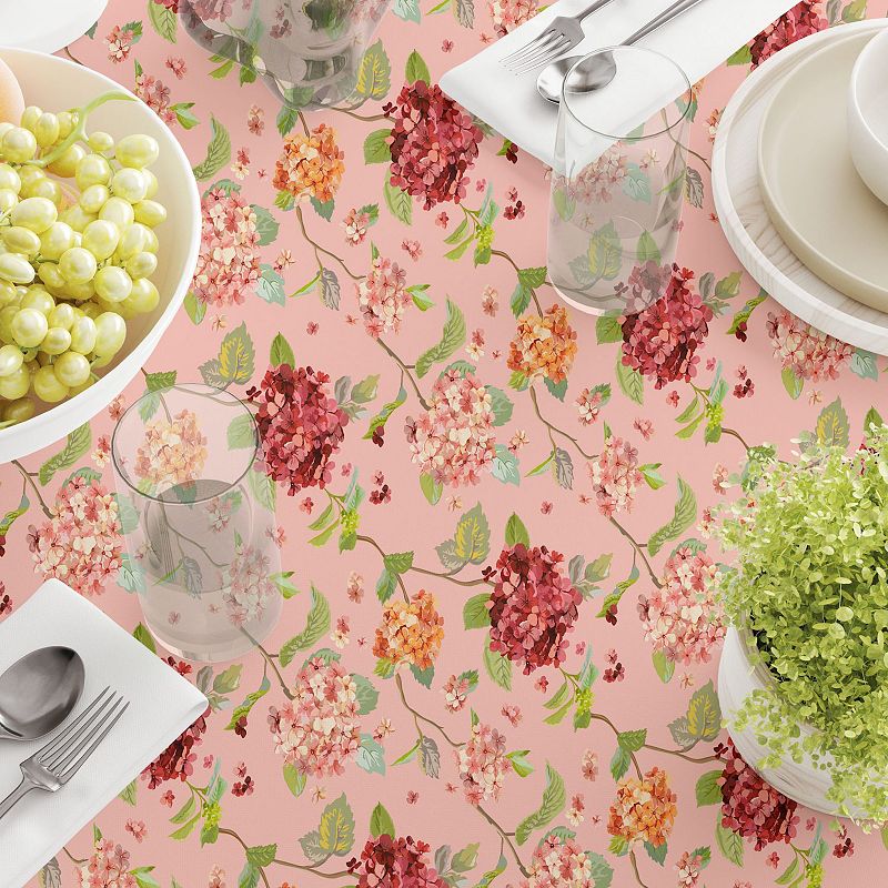 Rectangular Tablecloth， 100% Cotton， 52x104， Hydrangea Blossom