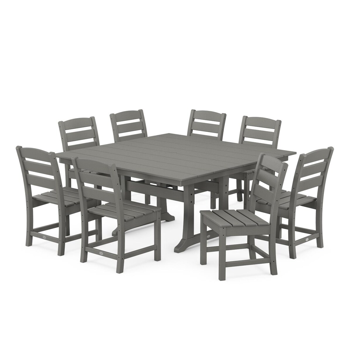 POLYWOOD Lakeside 9-Piece Farmhouse Trestle Dining Set