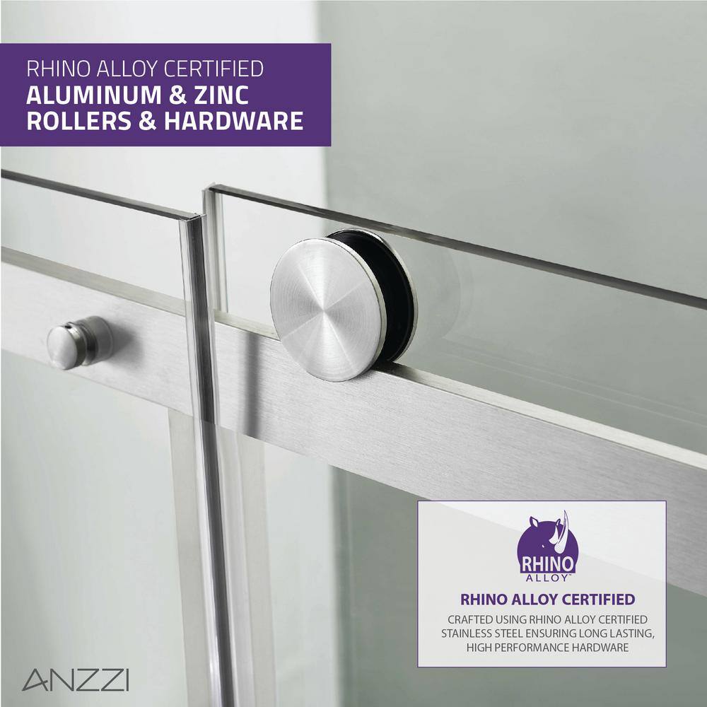 ANZZI Rhodes 60 in. W x 76 in. H Sliding Frameless Shower DoorEnclosure in Brushed Nickel with Clear Glass SD-FRLS05702BN