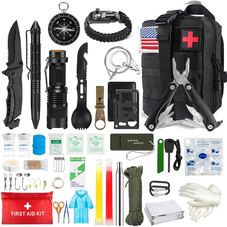 Camping Hiking Emergency Equipment Tactical Survival Rescue Kit First Aid Kit Outdoor Survival Kit