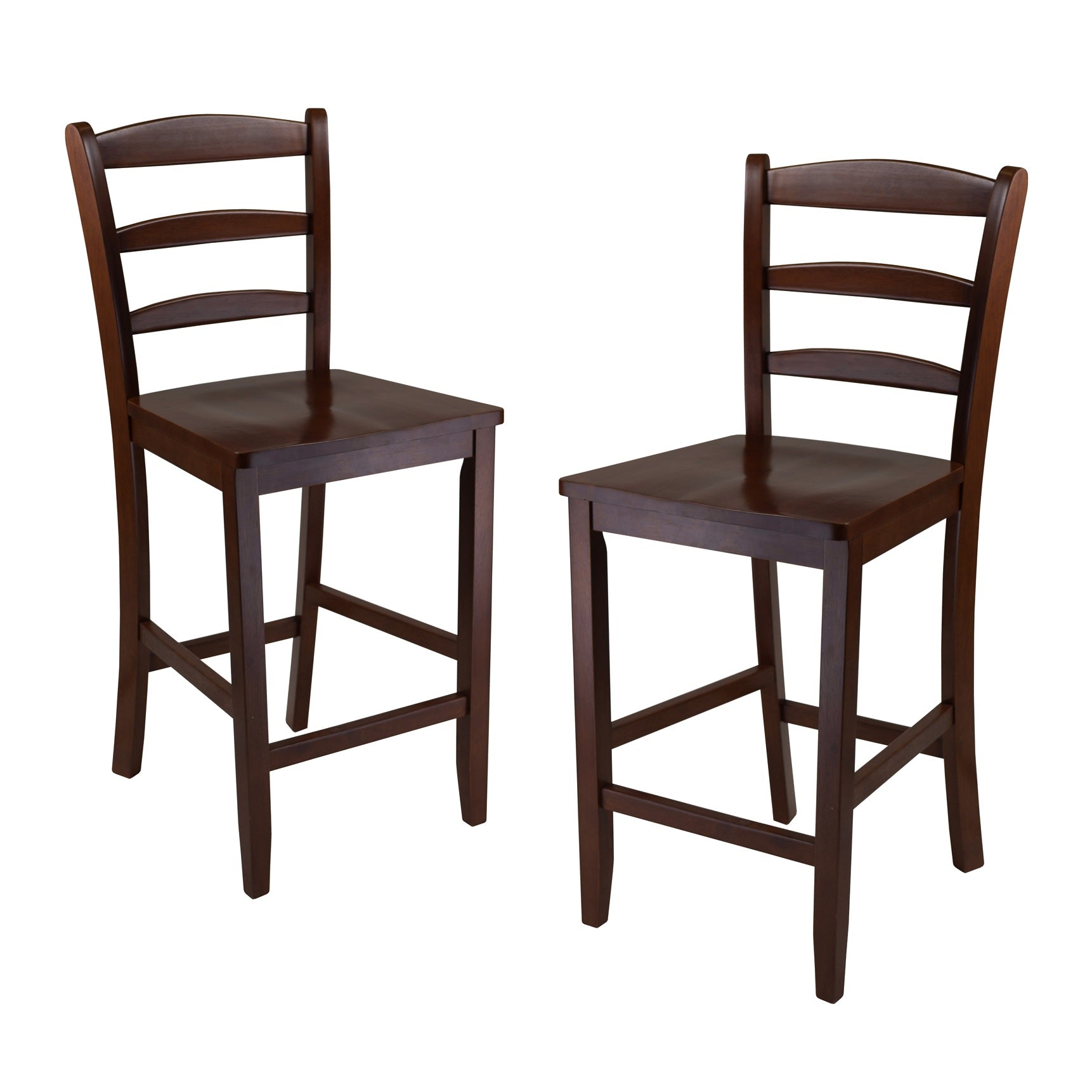 Set of 2 Antique Walnut Ladder Back Design Counter Stool 39.25