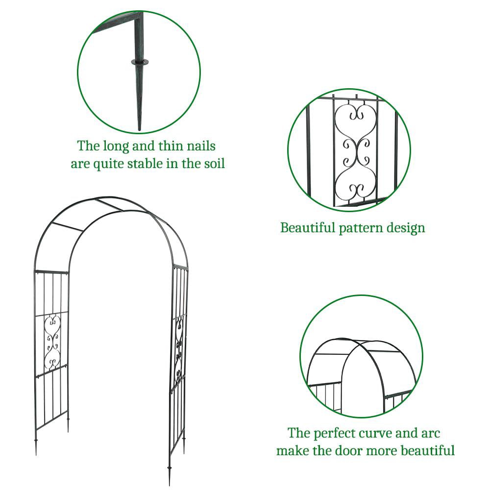 Zimtown Metal Garden Trellis Arch 7.2 Ft Garden Arbor for Climbing Plant Outdoor Wedding