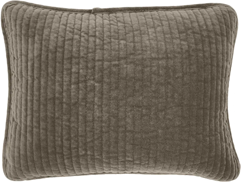 Stonewashed Taupe Cotton Velvet Boudoir Throw Pillow