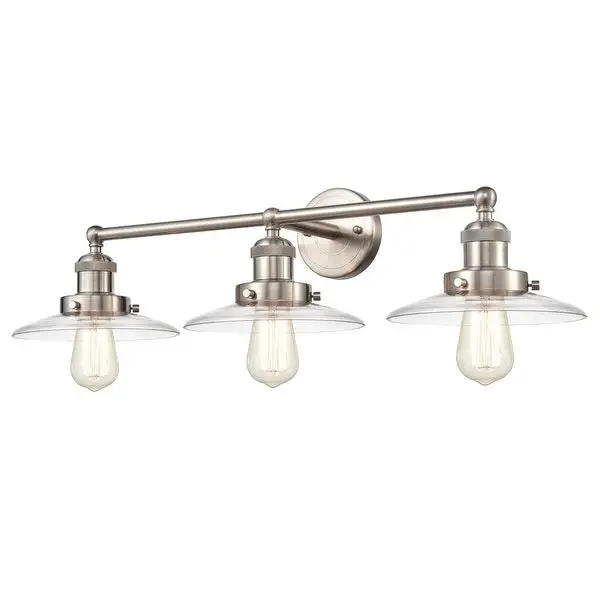 English Pub 28'' Wide 3-Light Vanity Light - Satin Nickel