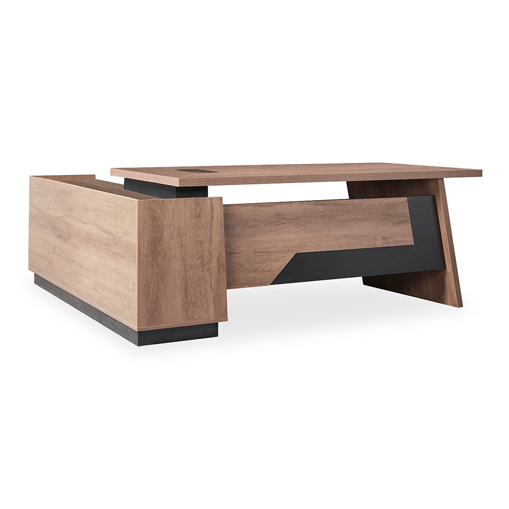 SUTTON Executive Desk with Right Return 1.8M - 2.0M - Warm Oak & Black