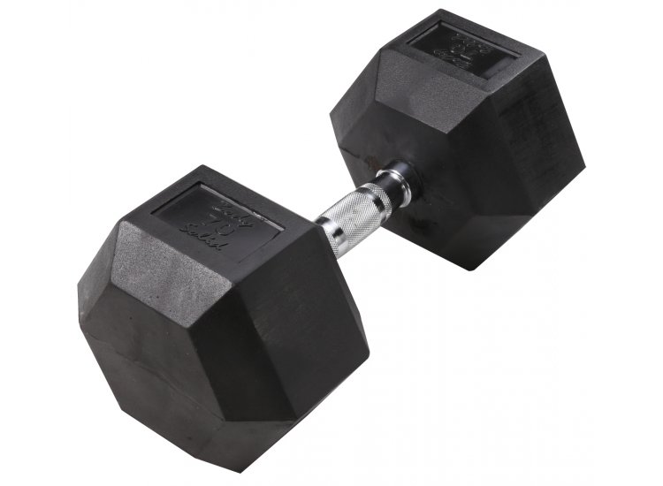 Body-Solid 70 lb Rubber Coated Hex Dumbbell (Each)