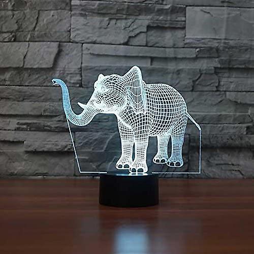 3d Novelty Elephant Night Light Touch Switch 7 Color Change Led Table Desk Lamp Acrylic Flat Abs Base Usb Charger Home Toy Birthday Xmas Kid Children