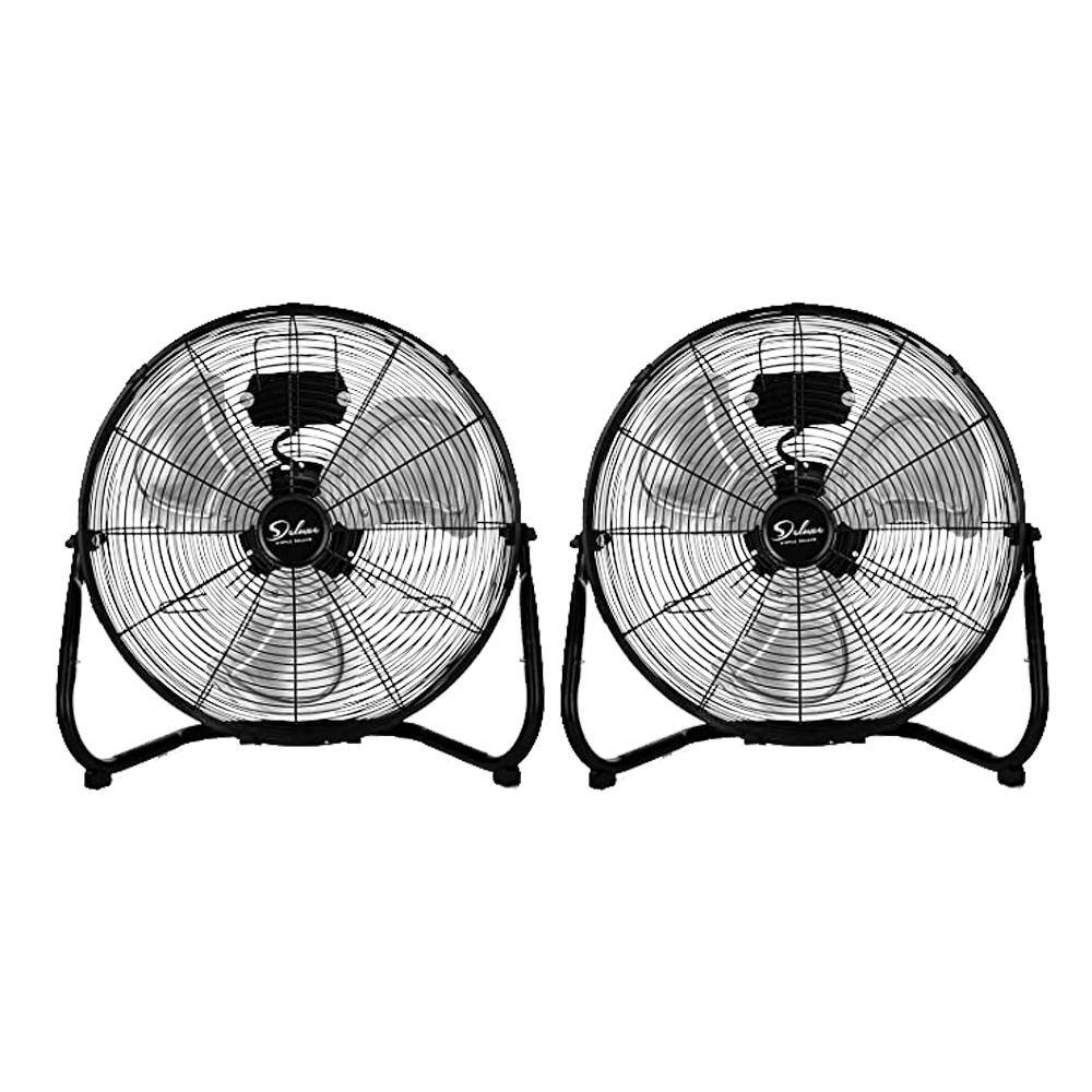 Tidoin 20 in. 3-Speed High Velocity Heavy Duty Metal Industrial Floor Fans (2-Pack)Oscillating Quiet for OutdoorIndoor Black DHS-YDW11-935