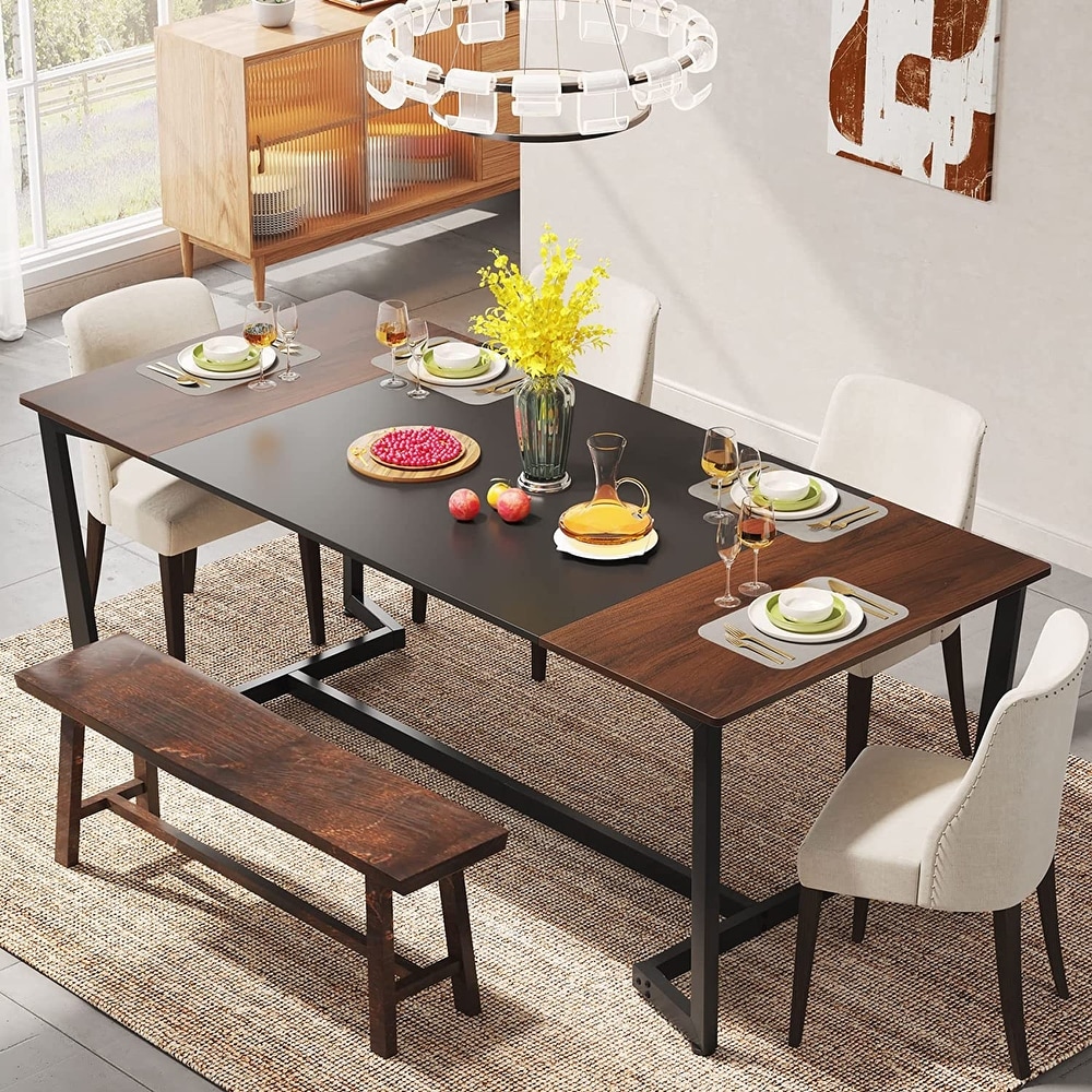 71 inch Dining Table for 6  Industrial Kitchen Table Dining Room Table   Brown