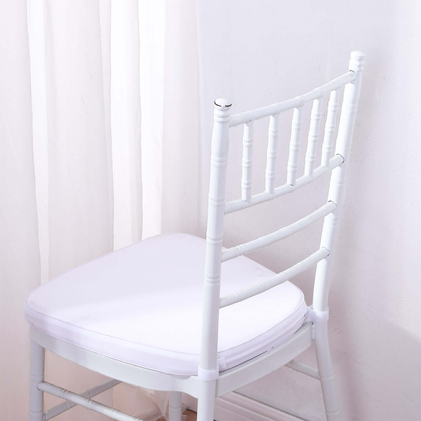 White Chiavari Chair Pad, Memory Foam Seat Cushion With Ties and Removable Cover 1.5