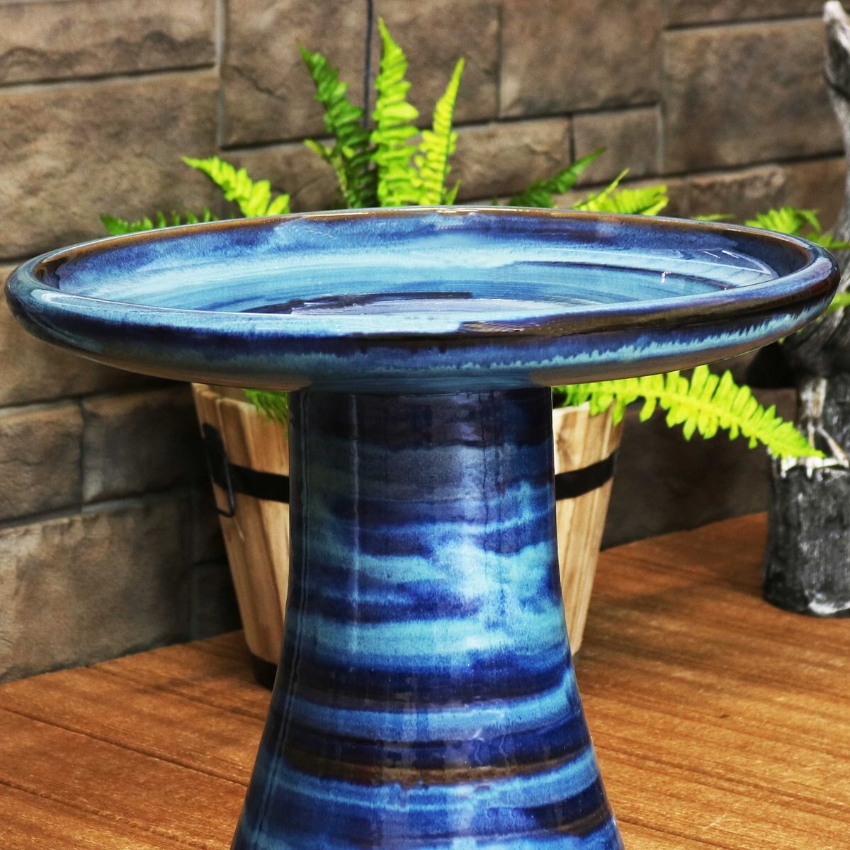 Sunnydaze Decor Duo-Tone Ceramic Bird Bath