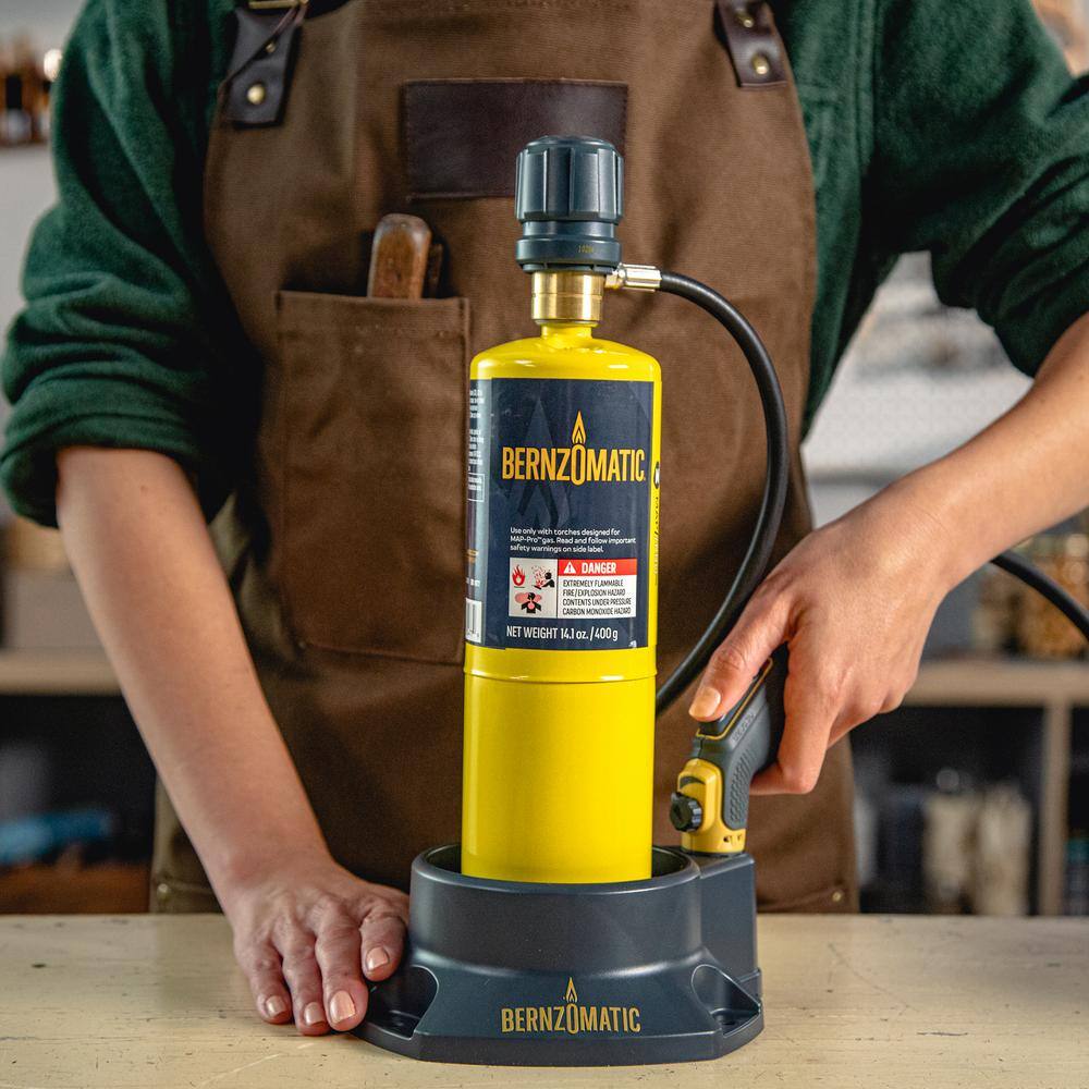 Bernzomatic FirePoint Creator Torch for Map-Pro and Propane Fuel with 41 in. Flexible Extended Hose and Fuel Cylinder Stand BZ8360T