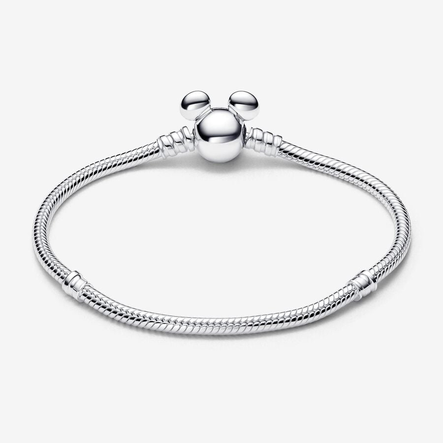 PANDORA  Disney Mickey Mouse Clasp Moments Snake Chain Bracelet