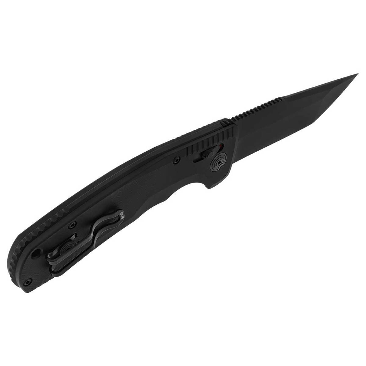 SOGTAC AU 3.43 inch Tanto Plain Edge Automatic Knife  Black