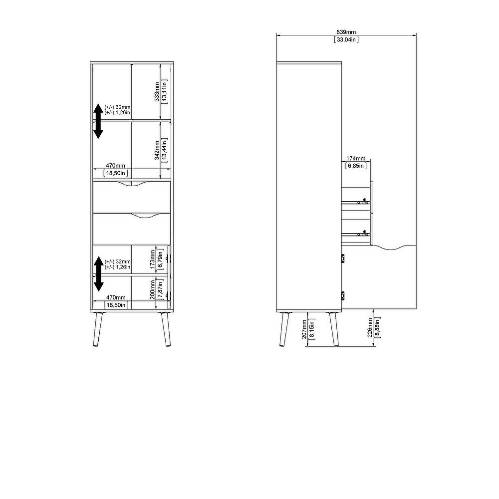 Carson Carrington Kristiansund White Oak 2 drawer 1 door Bookcase