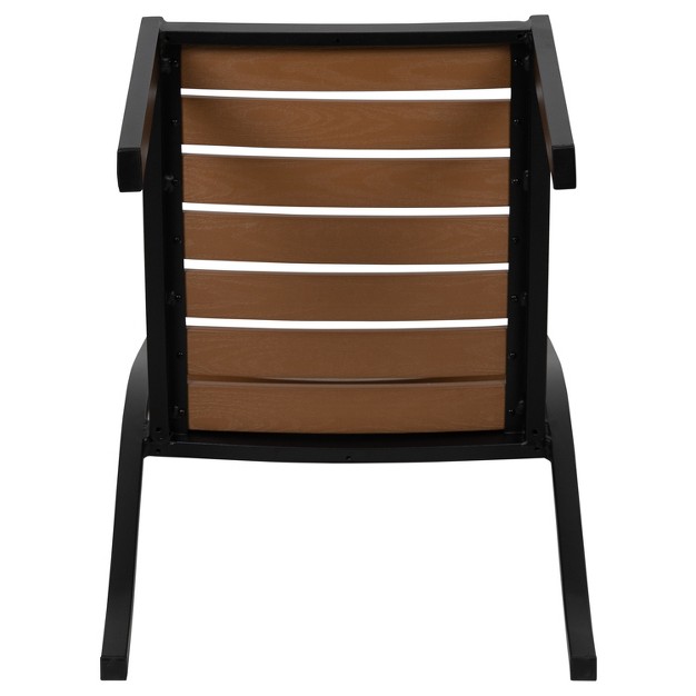 Flash Furniture Outdoor Side Chair With Faux Teak Poly Slats