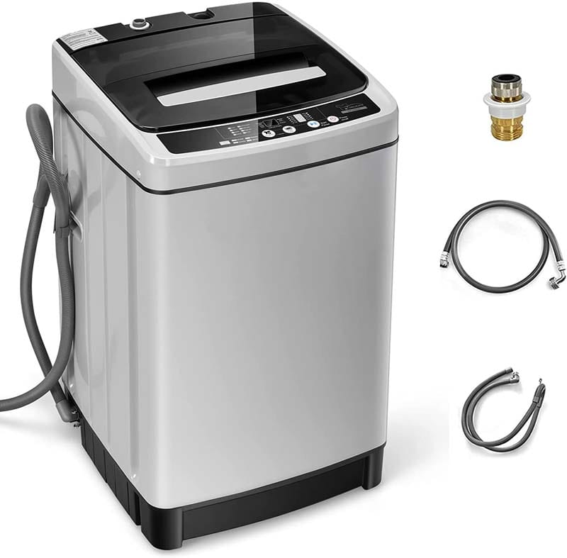 11 LBS Full-Automatic Portable Washing Machine, Top Load All In One Washer Dryer Combo