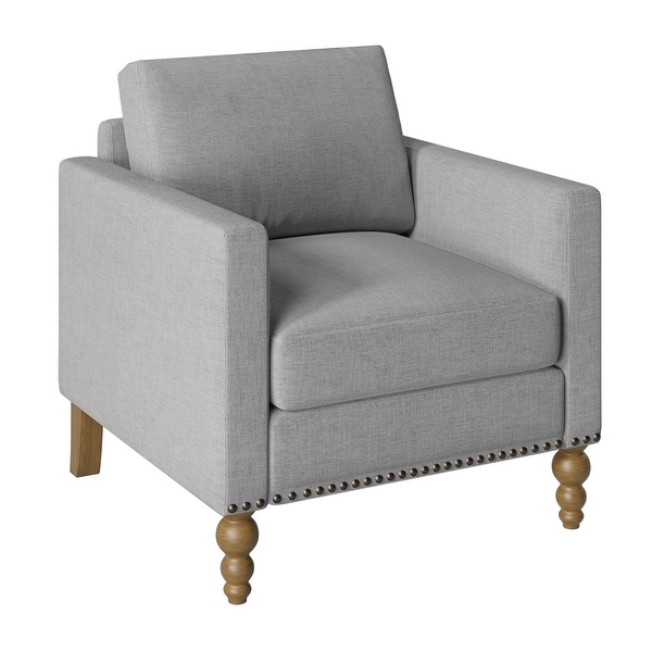 Accent Chair with Bronze Nailhead Trim Wooden Legs