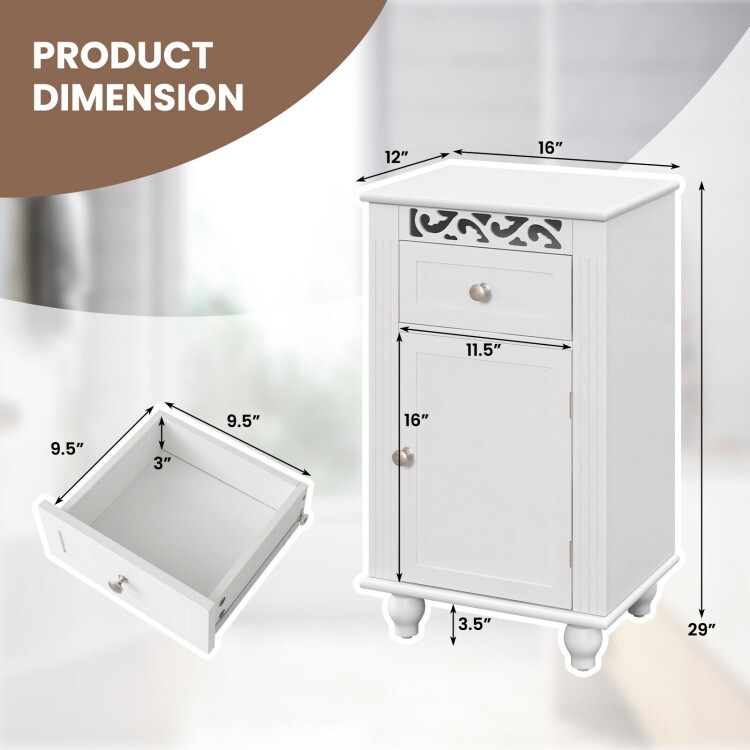 Bathroom Floor Storage Cabinet Organizer with Drawer   16\