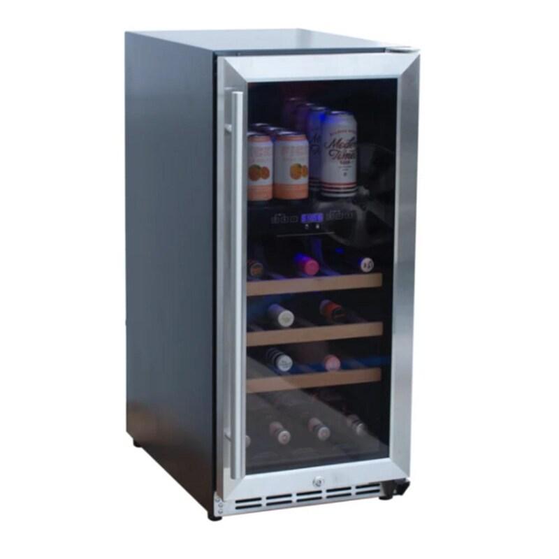 RCS 15-Inch 3.2 Cu. Ft. Outdoor Rated Stainless Steel Wine Cooler with Glass Window