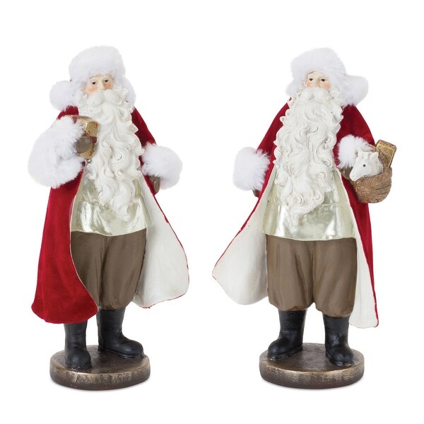 Set of 2 Standing Santa with Toy Christmas Tabletop Figurines 9