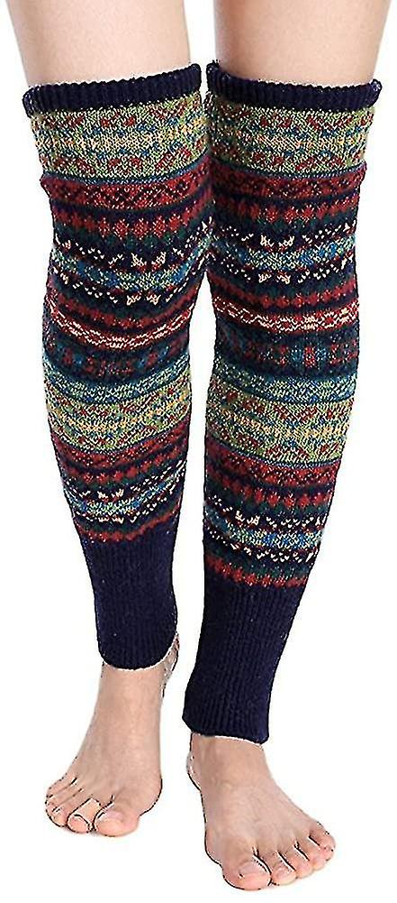 Women Knee High Socks Winter Bohemian Boot Cuffs Knit Crochet Leg Warmers